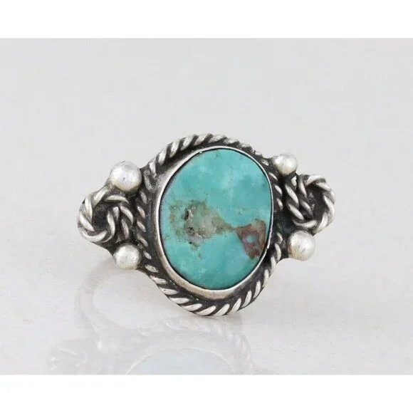 Sterling Silver Turquoise Ring Size 5 3/4 - Picture 1 of 8